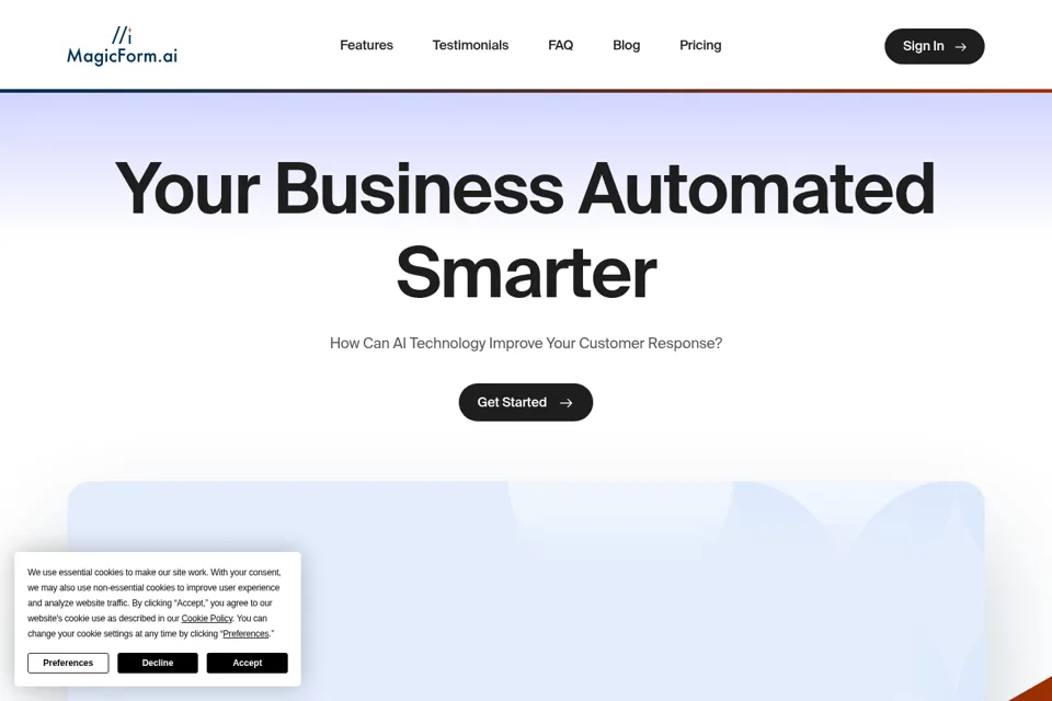 Aperçu de la landing page
