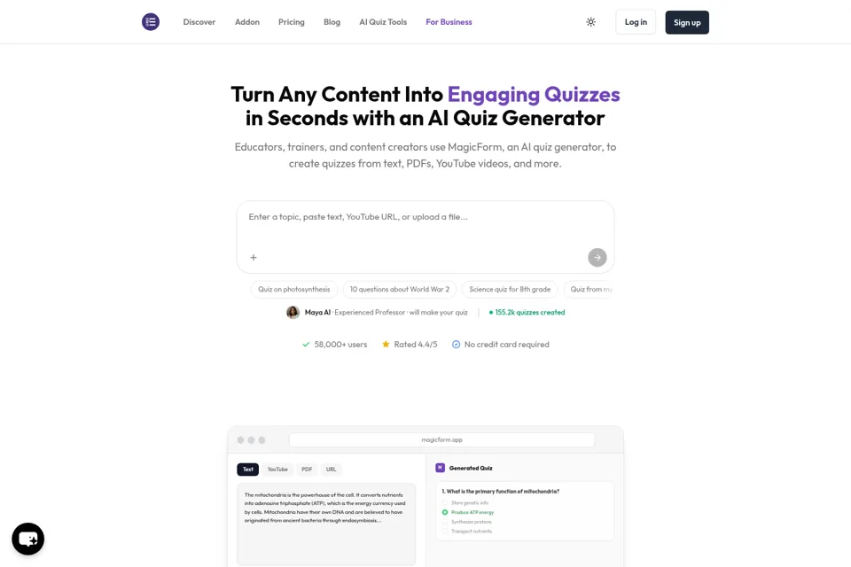 Aperçu de la landing page