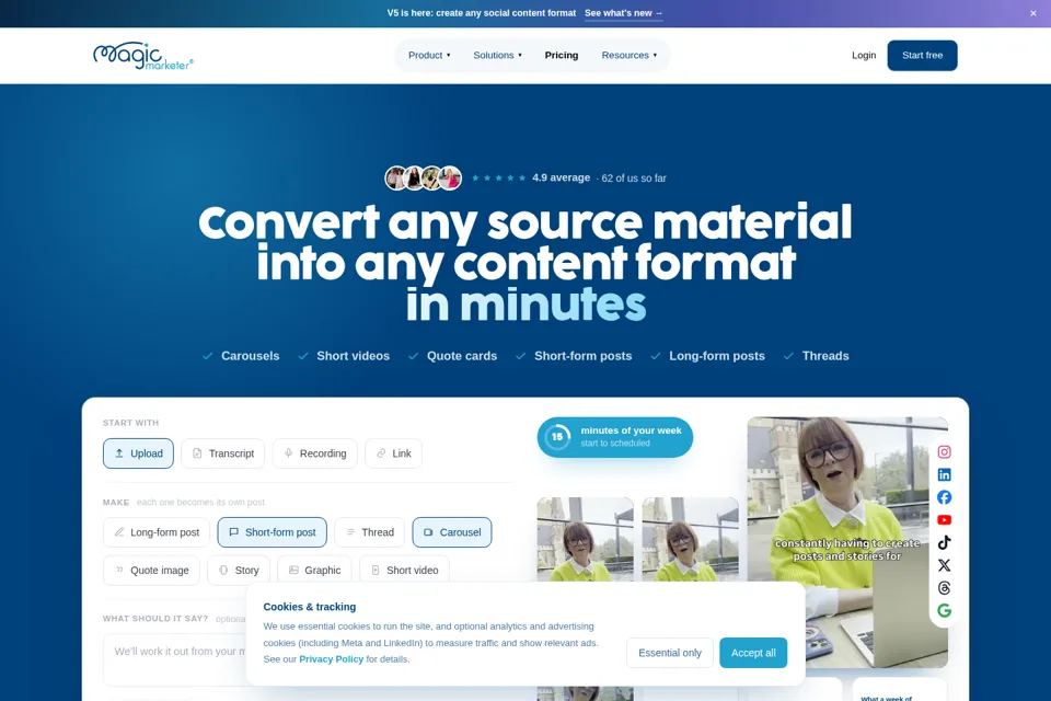 Aperçu de la landing page