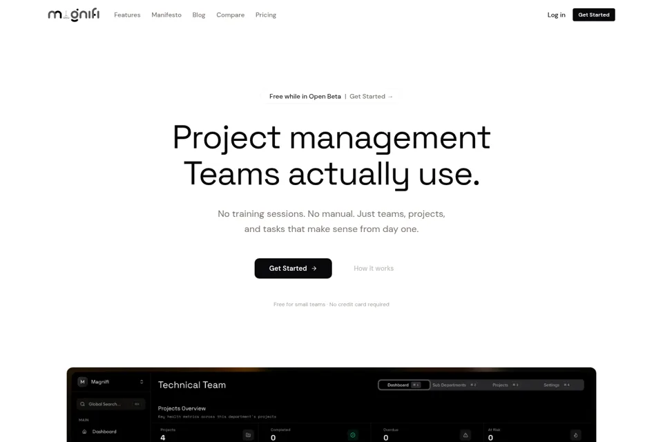 Aperçu de la landing page