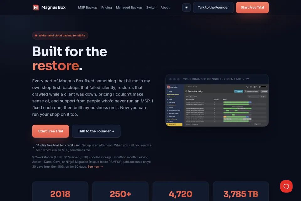 Aperçu de la landing page