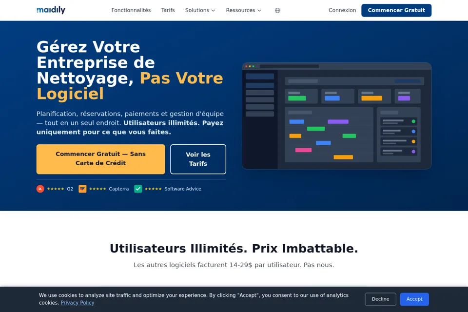 Aperçu de la landing page