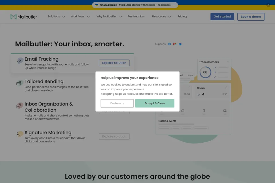 Aperçu de la landing page