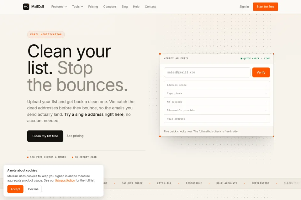 Aperçu de la landing page