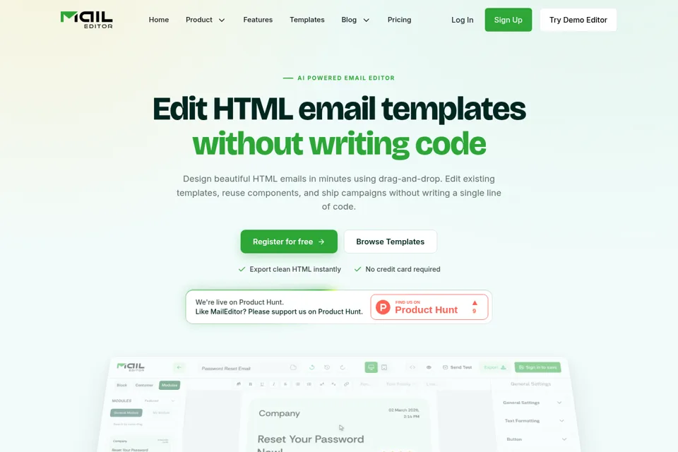 Landing page preview