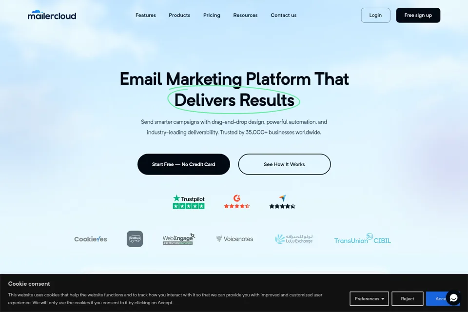 Aperçu de la landing page
