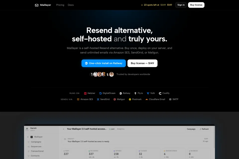 Aperçu de la landing page