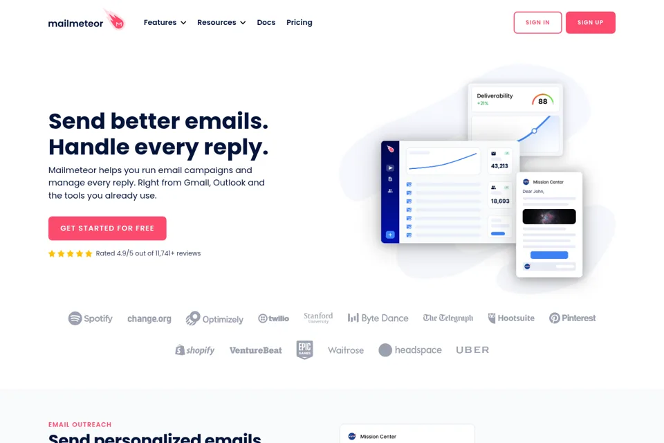 Aperçu de la landing page