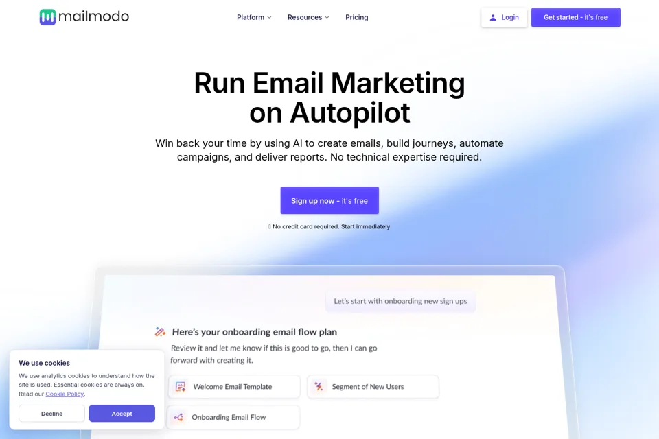Aperçu de la landing page