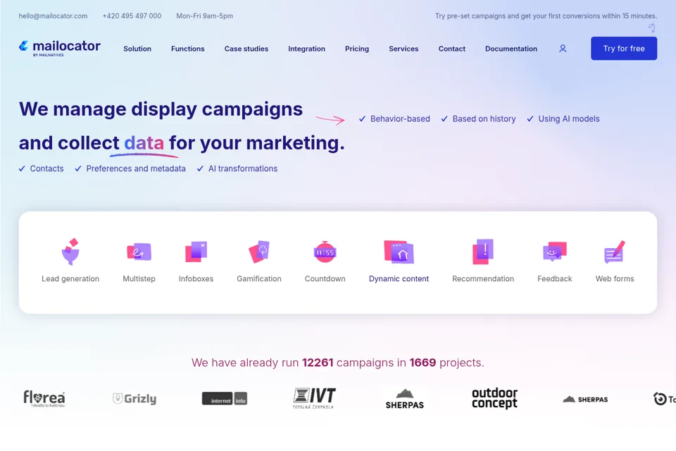 Aperçu de la landing page