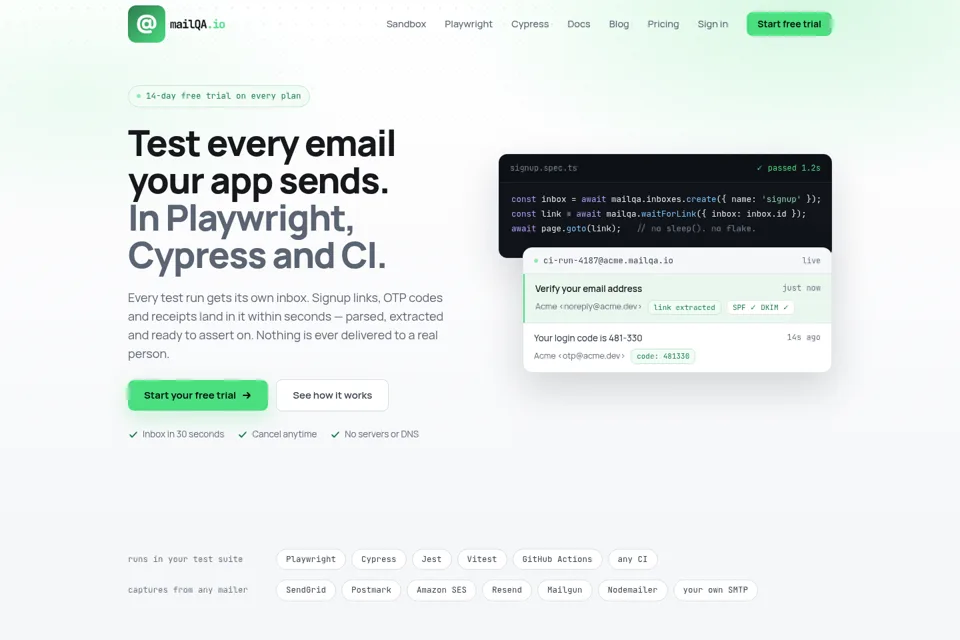 Aperçu de la landing page