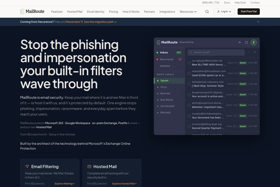 Aperçu de la landing page
