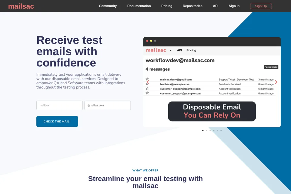 Aperçu de la landing page