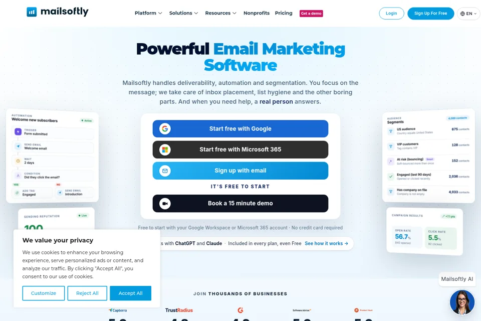 Landing page preview
