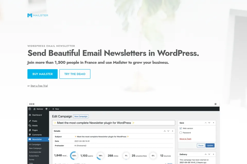Aperçu de la landing page