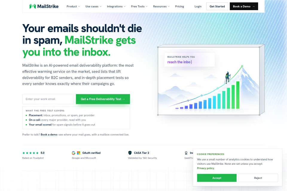 Aperçu de la landing page