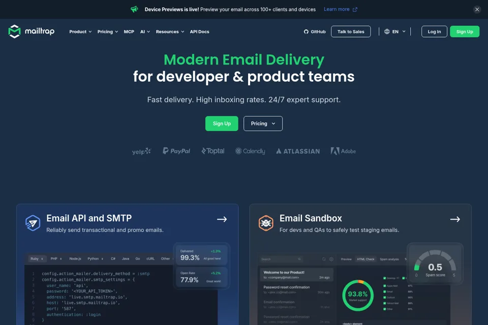 Aperçu de la landing page