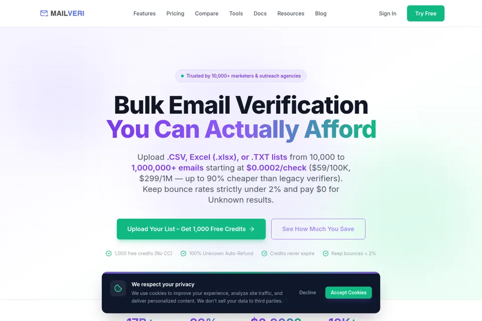 Aperçu de la landing page