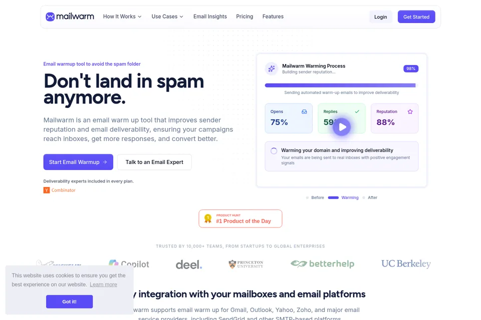 Aperçu de la landing page