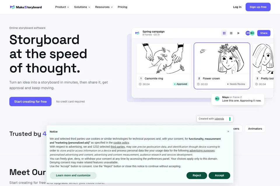 Aperçu de la landing page