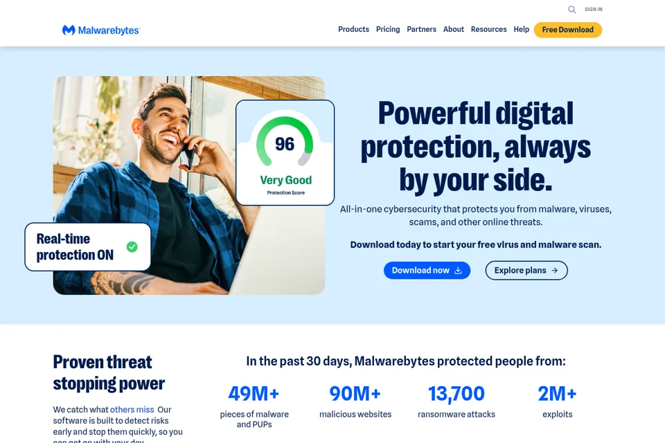 Aperçu de la landing page