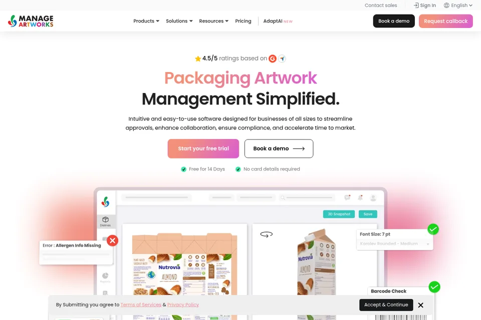 Aperçu de la landing page