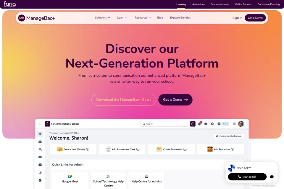 Aperçu de la landing page