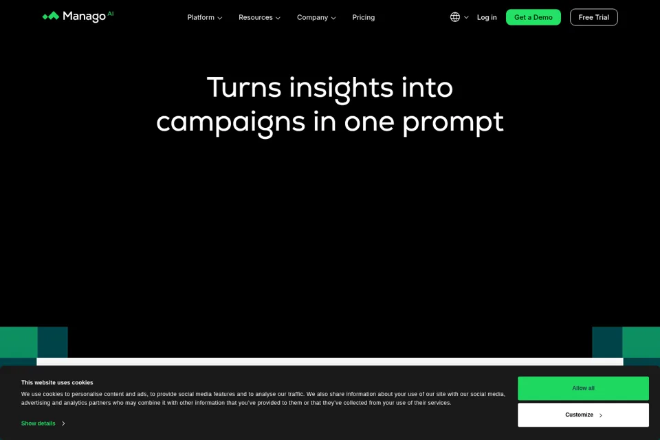 Aperçu de la landing page