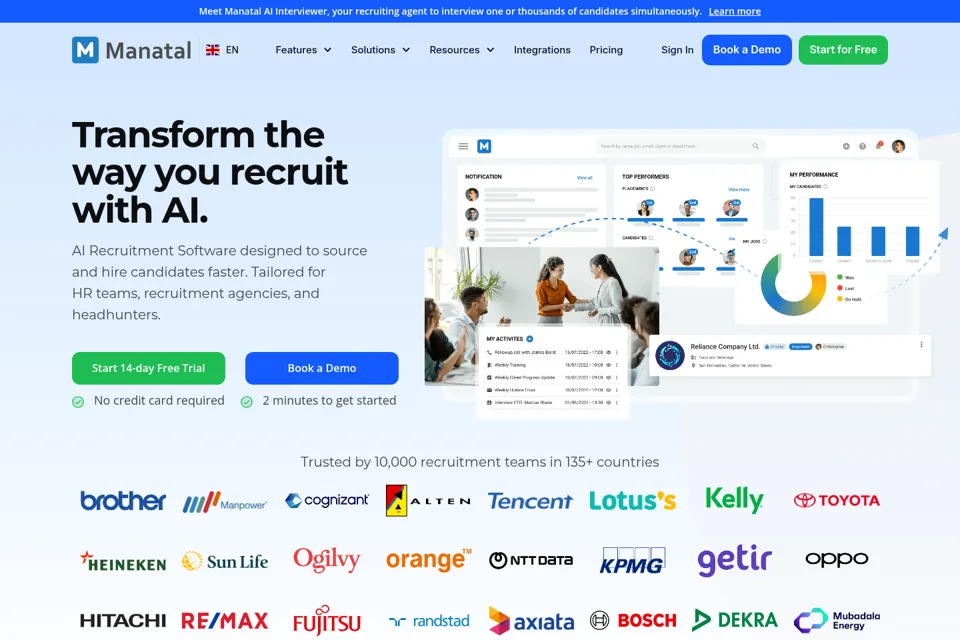 Aperçu de la landing page