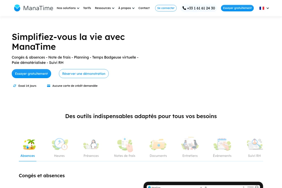 Aperçu de la landing page