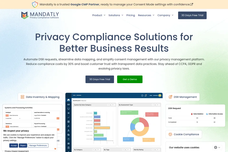 Aperçu de la landing page