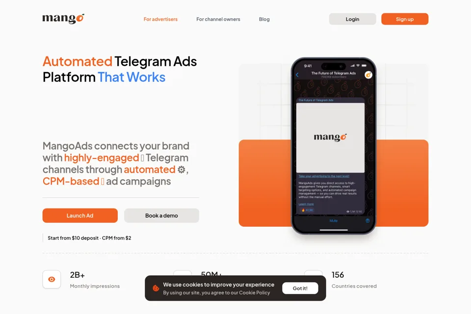 Aperçu de la landing page