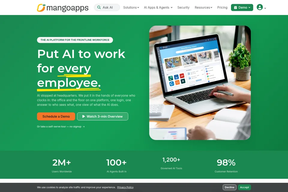 Aperçu de la landing page