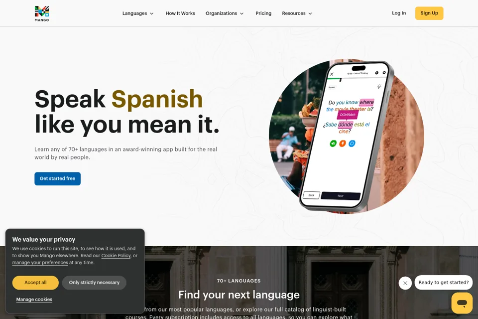 Aperçu de la landing page