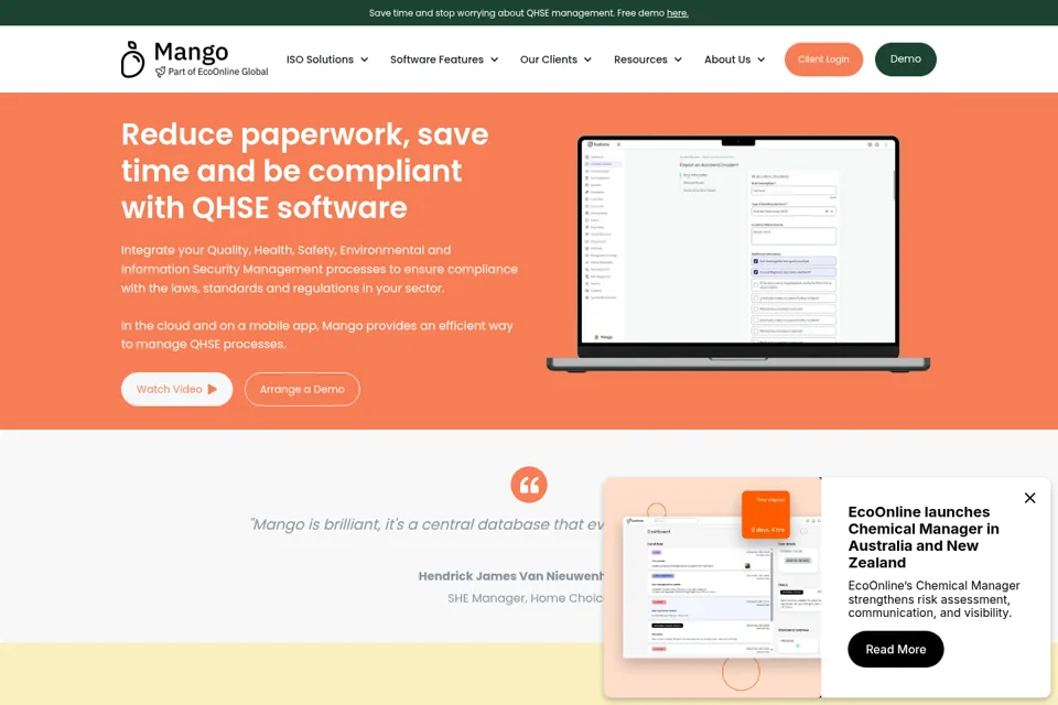 Aperçu de la landing page