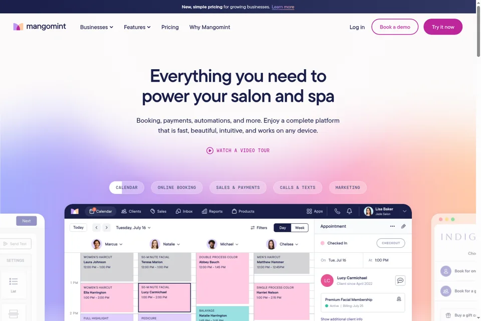 Aperçu de la landing page