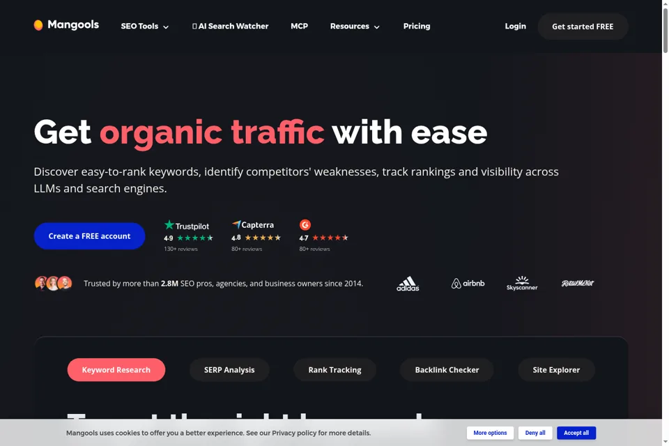 Aperçu de la landing page
