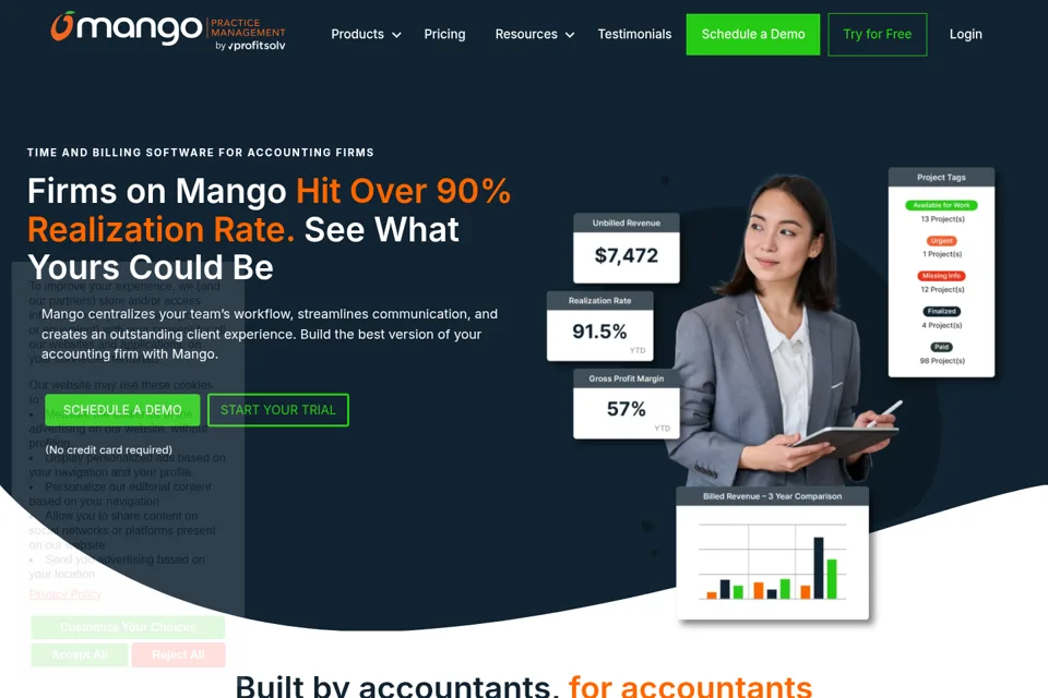 Aperçu de la landing page
