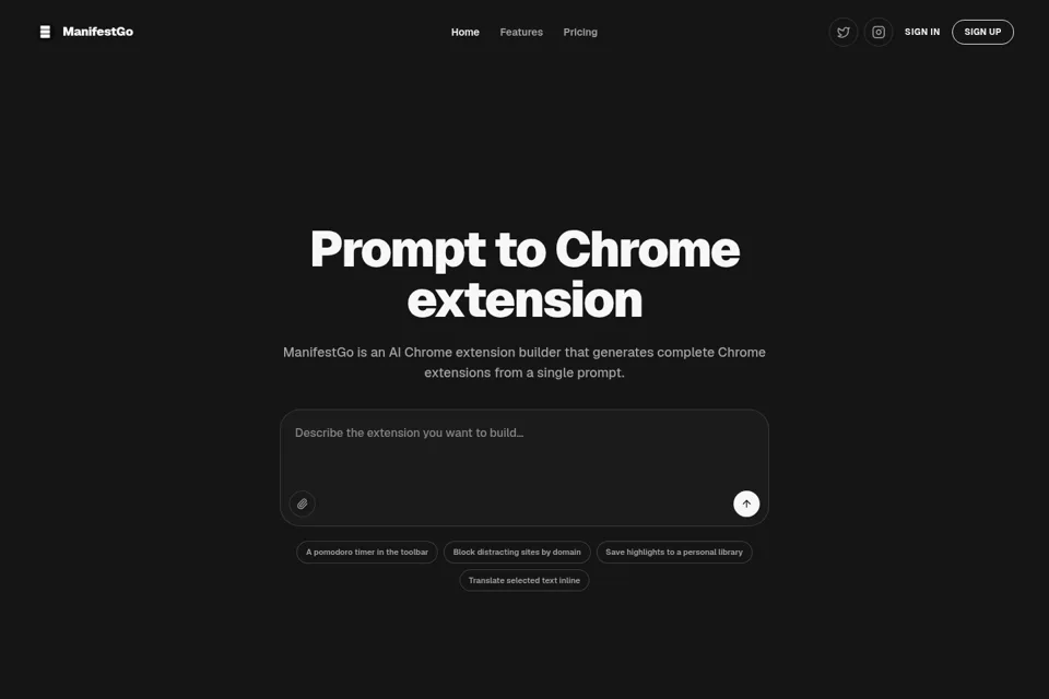 Aperçu de la landing page