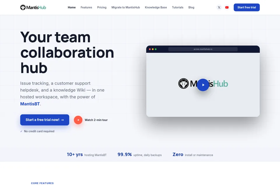 Aperçu de la landing page