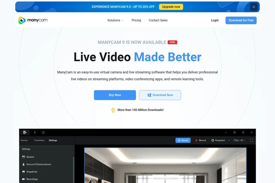 Aperçu de la landing page