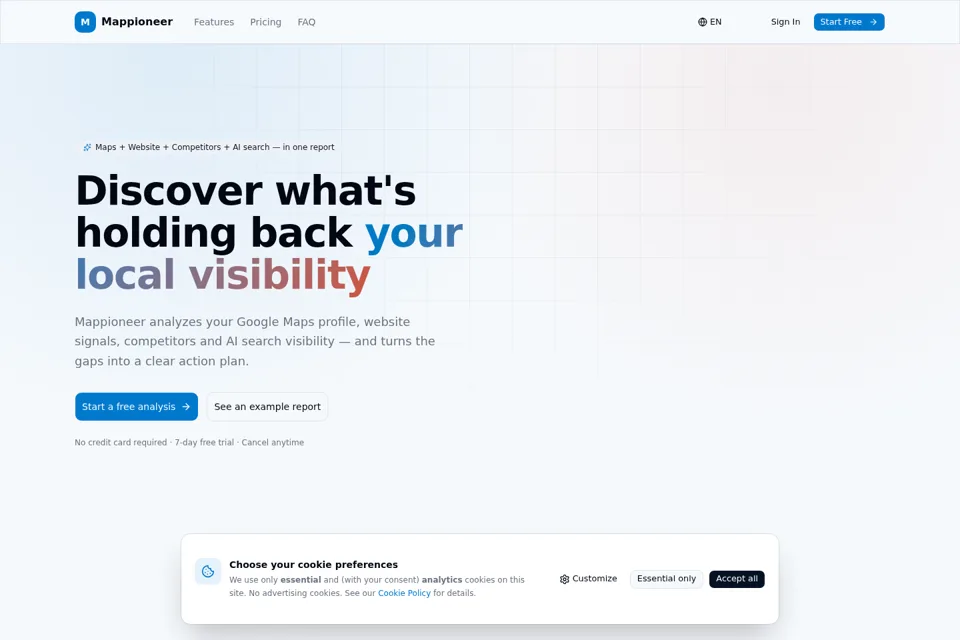 Aperçu de la landing page