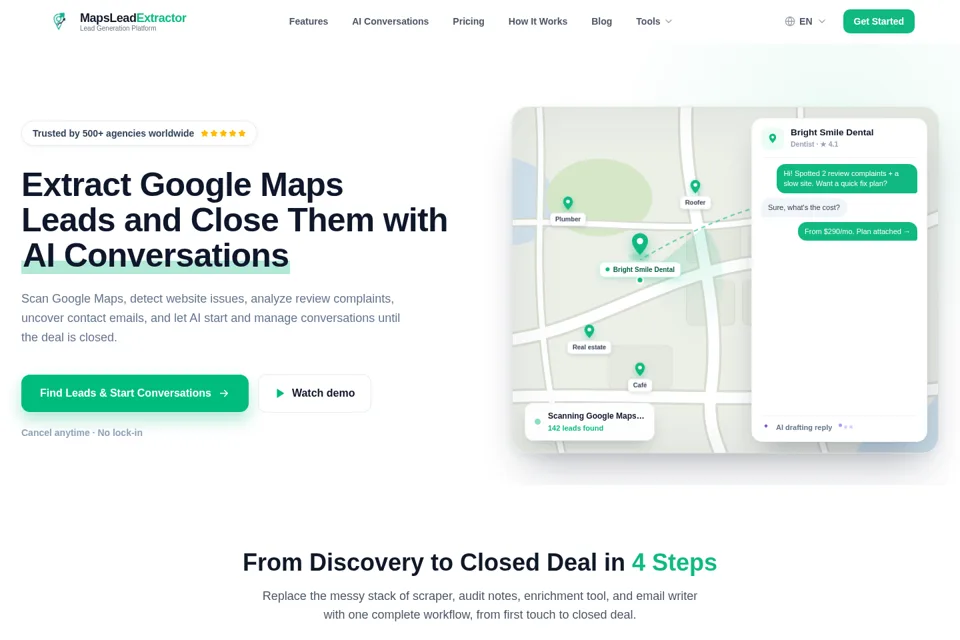 Aperçu de la landing page
