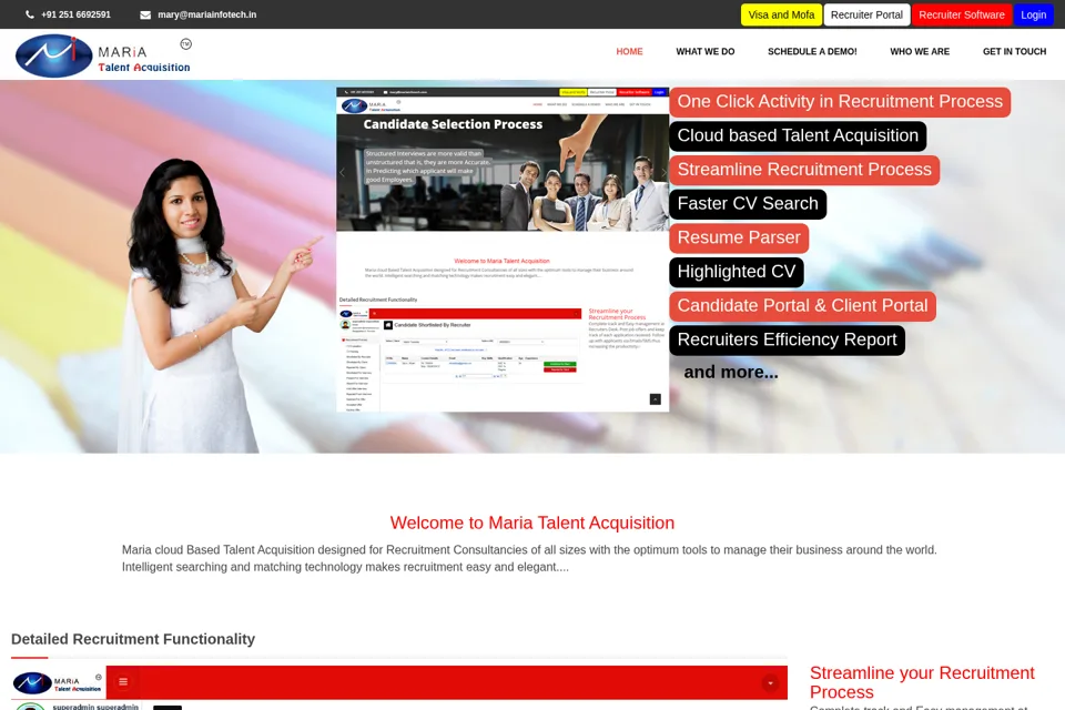 Aperçu de la landing page