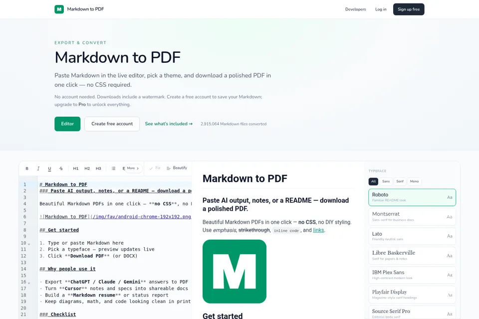 Landing page preview