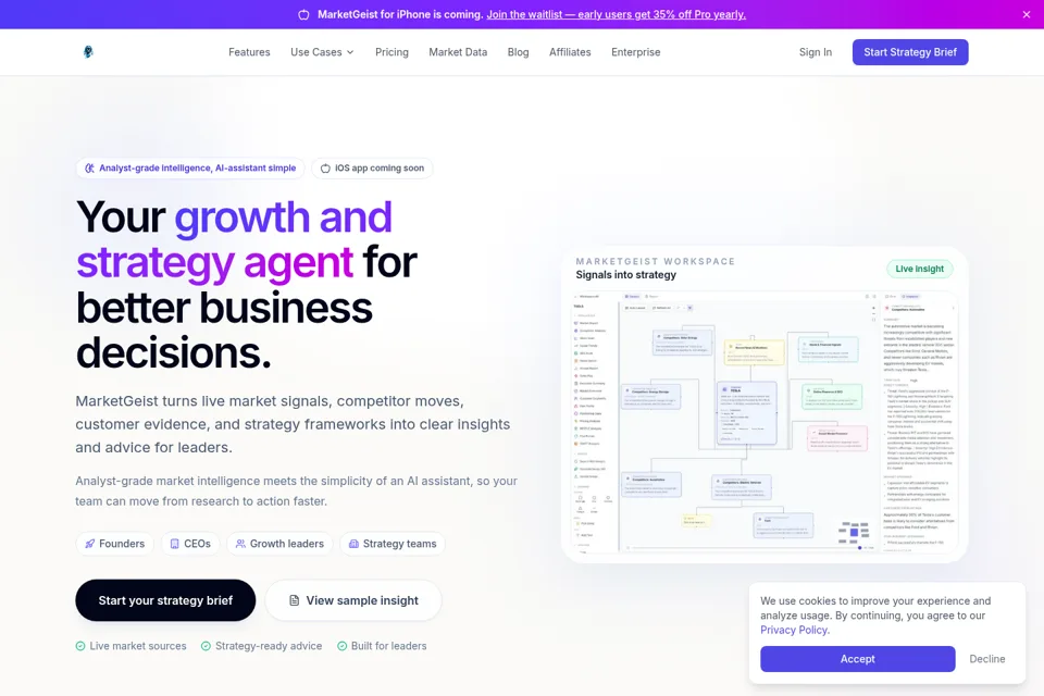 Aperçu de la landing page