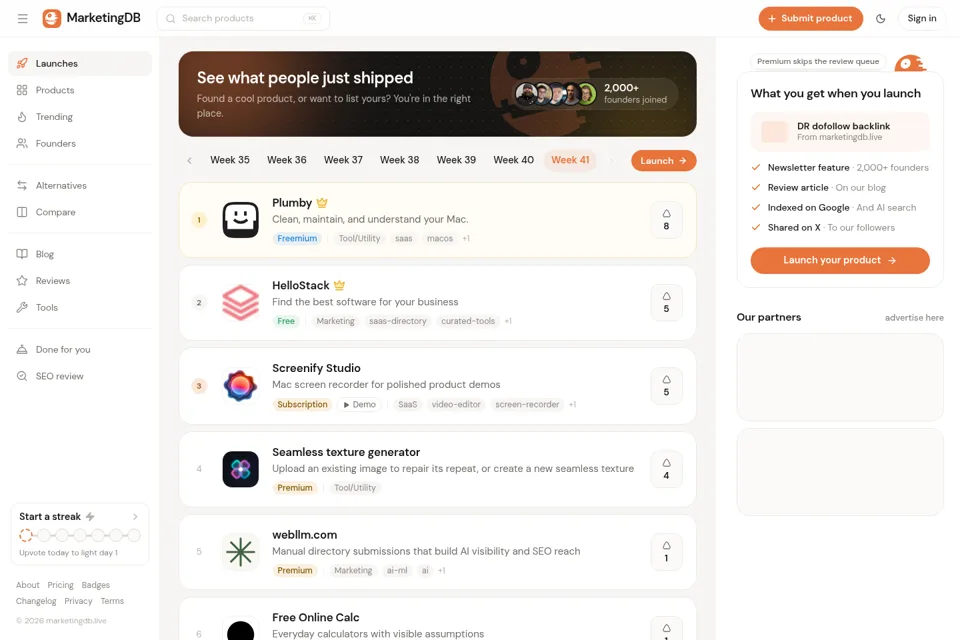 Aperçu de la landing page