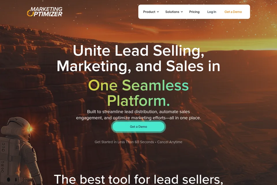 Aperçu de la landing page