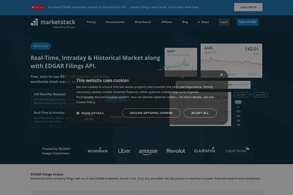 Aperçu de la landing page
