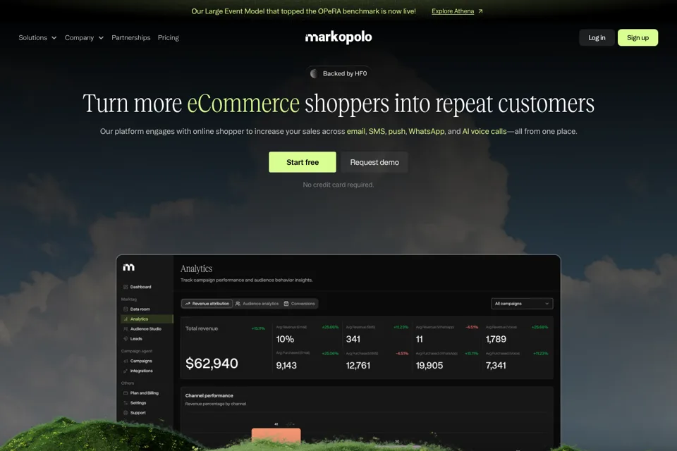 Aperçu de la landing page